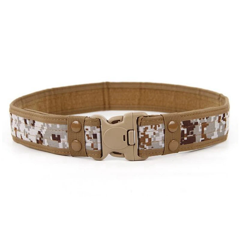 Tactical Men Belt Outdoor Hunting Sports Camping Belt Airsoft Waistband Army Style Combat Belt Quick Release with Belt Clips
