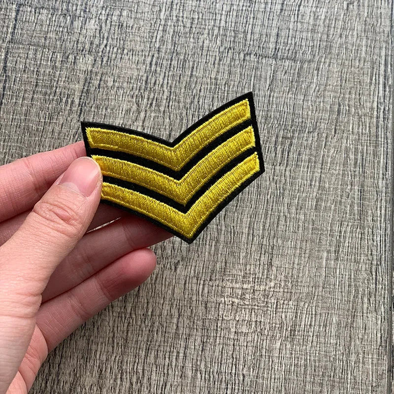 Wholesale Gold Silver Red Military Rank Embroidery Patches for Clothing Tactical Army Logo Iron on Clothes jacket Badge Applique