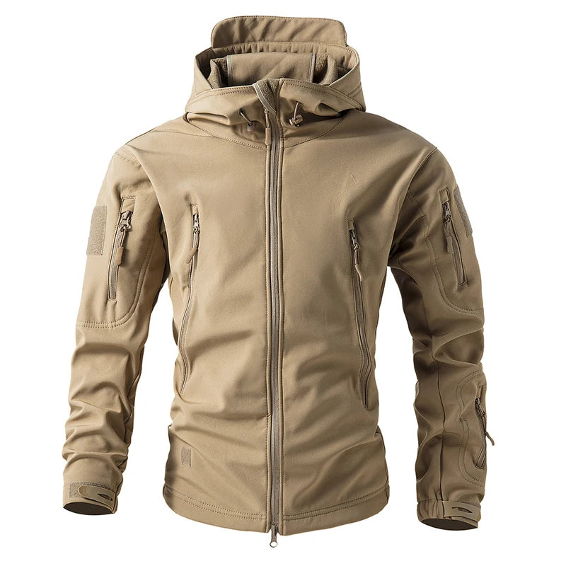 Autumn Winter Mens Mountain Ski Warm Padded Jackets Men Climbing Fleece Windbreaker Hooded Coats Men Waterproof Tactical Jacket