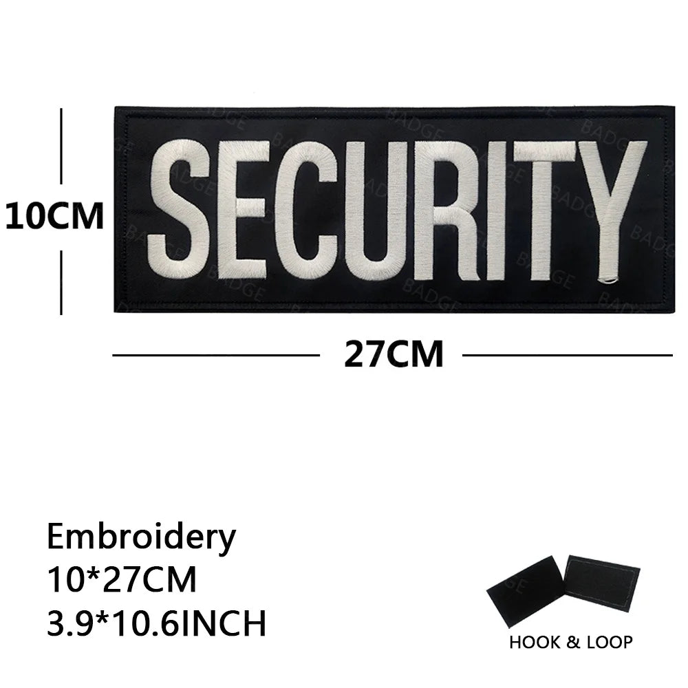 Armed Reflective IR Security Guard Embroidered Patch Sheriff Officer Agent Appliqué Uniform Vest Tactical Patches Large Badge