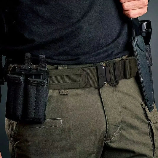 Men Belt 2 inches COBRA Metal Buckle  Quick Release Laser Cut MOLLE Combat Mens Two in one Belts Inner Belt