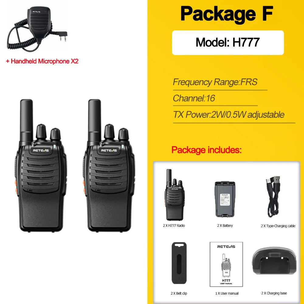 Retevis H777 2PC walkie talkie long range walkie talkies Radios Walkie-talkie Professional Compact Portable Two Way Radio Type-C