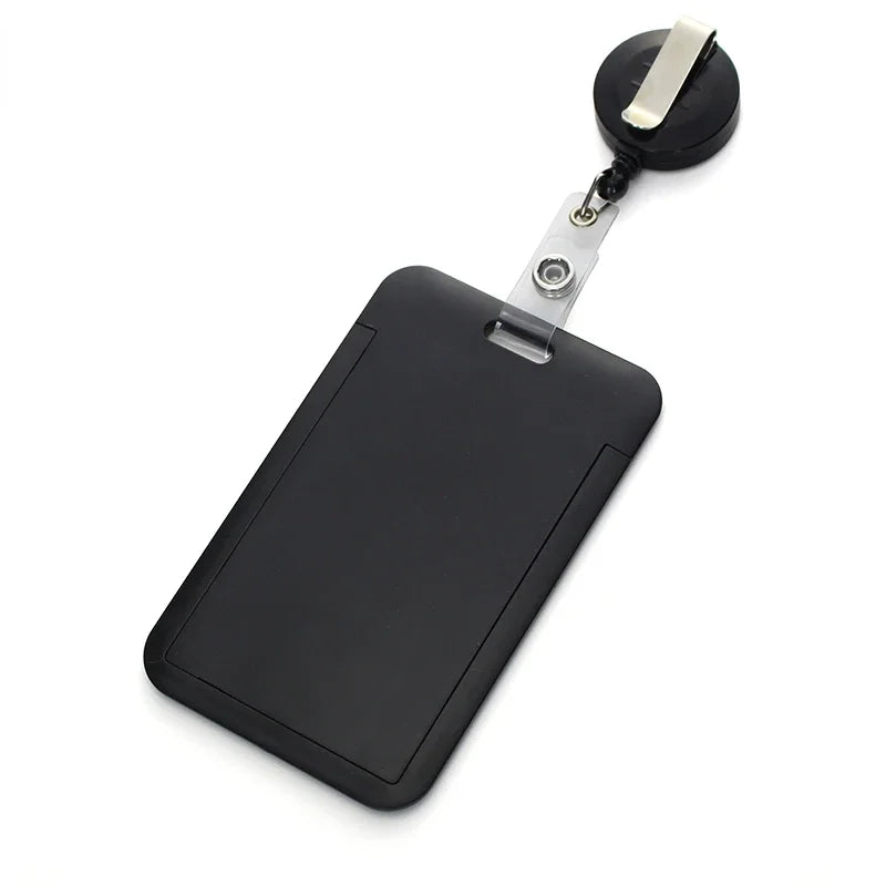 1Set Retractable Badge Holder Reel Staff Nurse Plastic Working Permit Holder Cover Exhibition Bus Pass Card Cover Case ID Sleeve