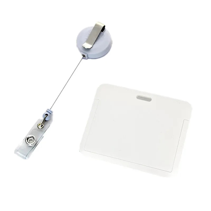 1Set Retractable Badge Holder Reel Staff Nurse Plastic Working Permit Holder Cover Exhibition Bus Pass Card Cover Case ID Sleeve