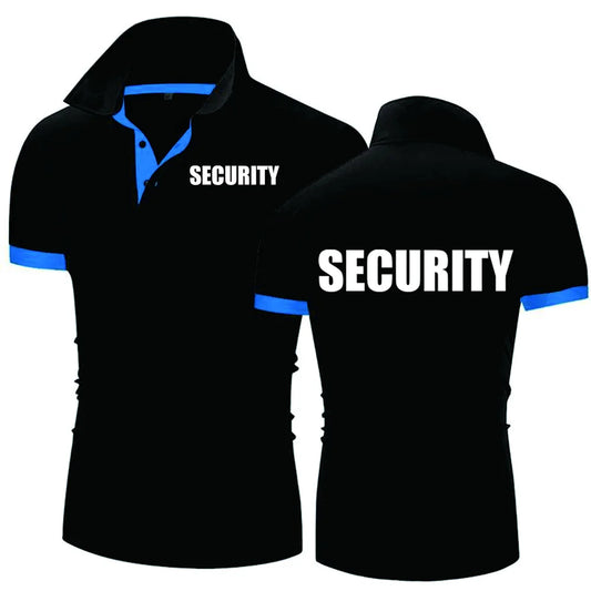 Summer Men Polo Shirt Security Uniform Print Men Tshirt Fashion Pullover HipHop Harajuku Men Short Sleeve Brand High Quality Tee