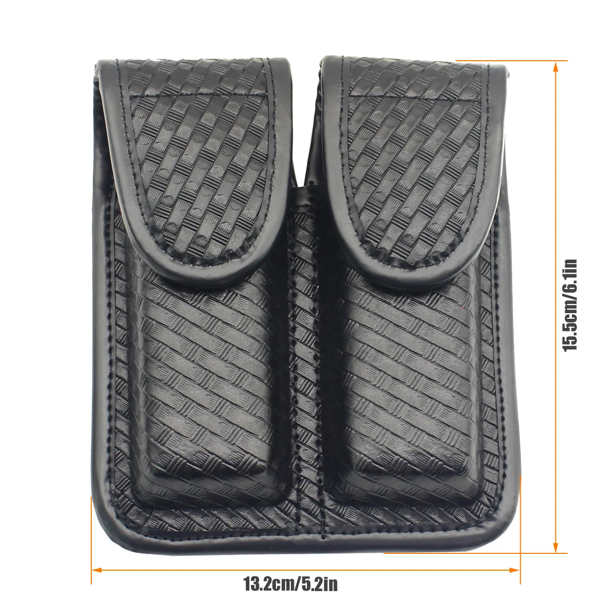 ROCOTACTICAL Basketweave Double Magazine Pouch, Snap Double Handgun Double Mag Pouch, for 2.25" Duty Belts, Fits Glock 17