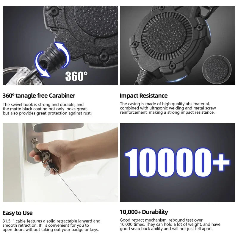 Fashion Retractable Keychains 80cm Stainless Steel Braided Wire Multi-purpose Card Holder High Quality Badge Reels