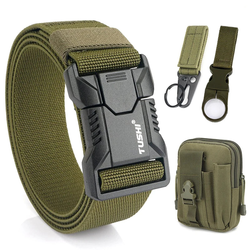 VATLTY New Tactical Outdoor Belt for Men and Women Aluminum Alloy Buckle Quick Release Elastic Belt Casual Belt Jeans Waistband