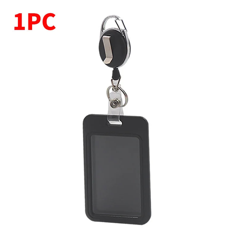 3 pieces/1 piece - High end retractable black work card holder, student meal card holder