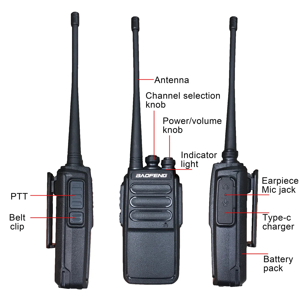 Baofeng C3 Walkie Talkie include 2PCS Long Range Ham 5W Portable Radio fm Wireless set, Amateur Two-Way Radio UHF VHF for hunting
