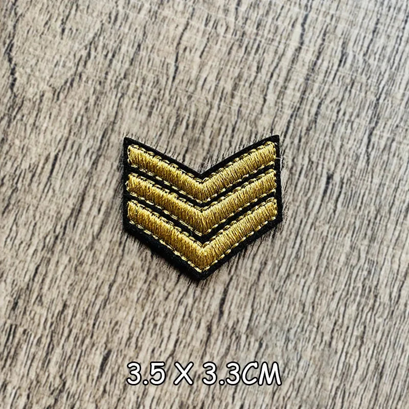 Wholesale Gold Silver Red Military Rank Embroidery Patches for Clothing Tactical Army Logo Iron on Clothes jacket Badge Applique