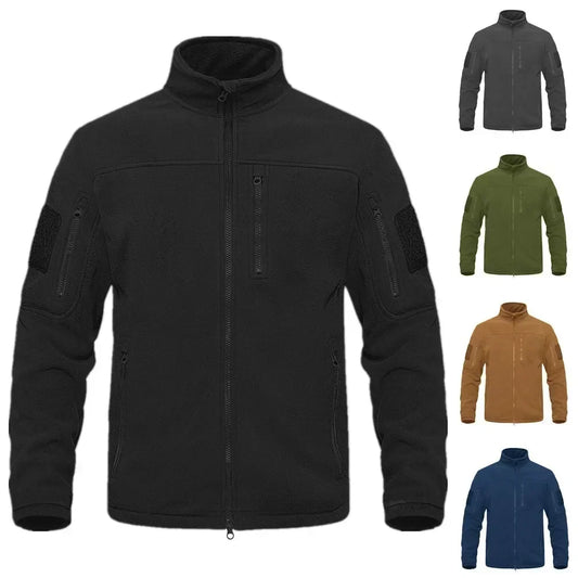 2024 Full Zippper Warm Fleece Tactical Jackets Men's Winter Thermal Turtleneck Jacket Outdoor Work Hunting Coats Safari Jacket