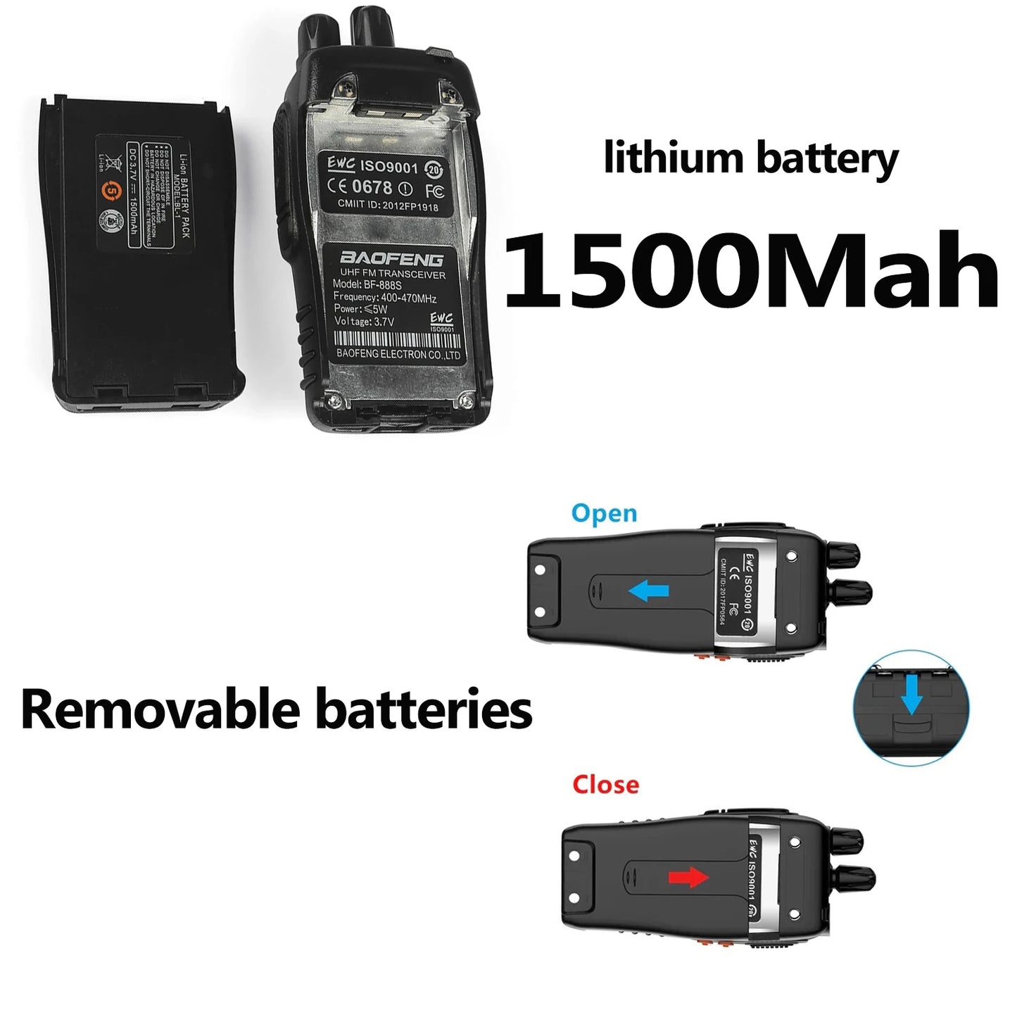 6pcs Wholesale Walkie Talkie long range Baofeng BF-888S Two Way Radio 888s UHF 400-470MHz 16 Channel 5km Communication Distance
