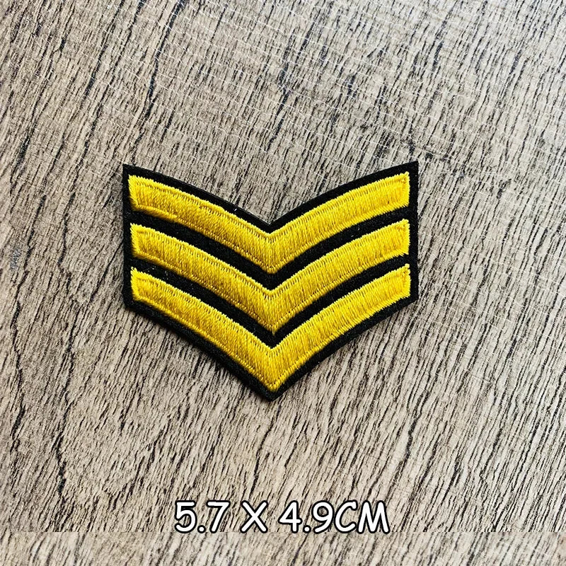 Wholesale Gold Silver Red Military Rank Embroidery Patches for Clothing Tactical Army Logo Iron on Clothes jacket Badge Applique