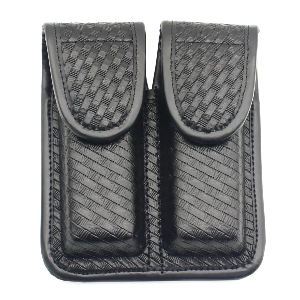 ROCOTACTICAL Basketweave Double Magazine Pouch, Snap Double Handgun Double Mag Pouch, for 2.25" Duty Belts, Fits Glock 17