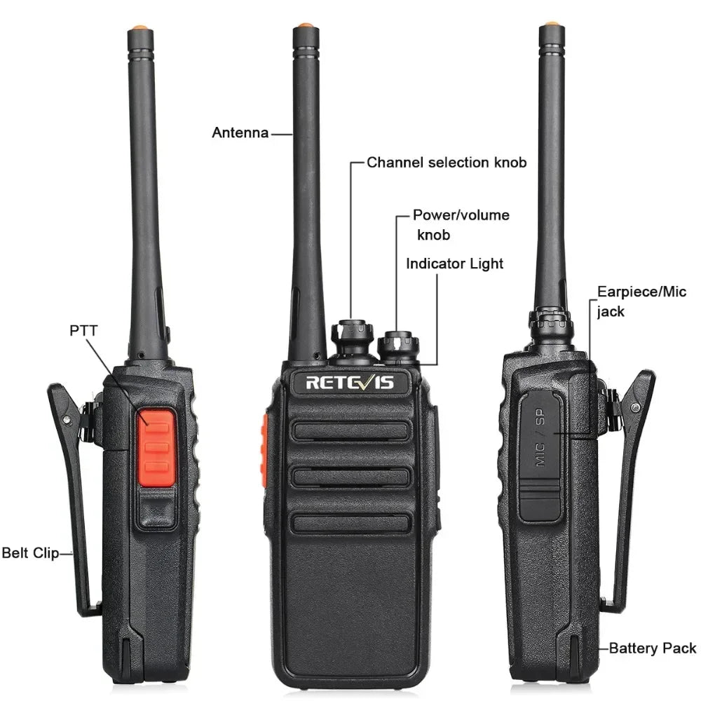 6PACK Retevis RT24 PMR446 Walkie Talkie License-Free Long Range 16Channel VOX Handheld Two Way Radio with 6-way Rapid Charger