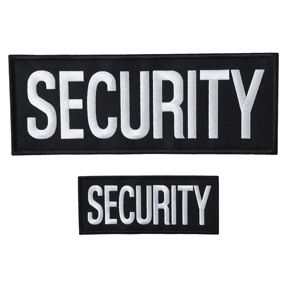 2 Pack Security Patches, One Small and One Large Embroidered Letters Patches, Security Patches for Vest Jacket