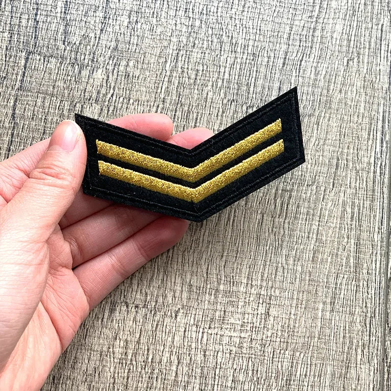 Wholesale Gold Silver Red Military Rank Embroidery Patches for Clothing Tactical Army Logo Iron on Clothes jacket Badge Applique