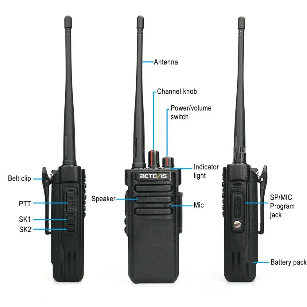 6PACK Retevis RT29 10W Long Range Encryption Walkie Talkie Scrambler UHF400-480MHz 3200mAh Scan Two Way Radio+Programming Cable