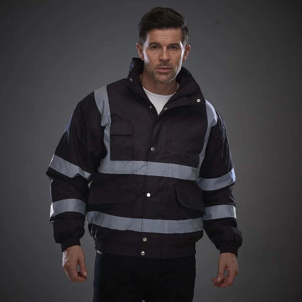 Safety Jackets for Work Men Winter Hi Vis Jacket Work Wear thickened Thermal Waterproof Windproof Reflective Jacket Men