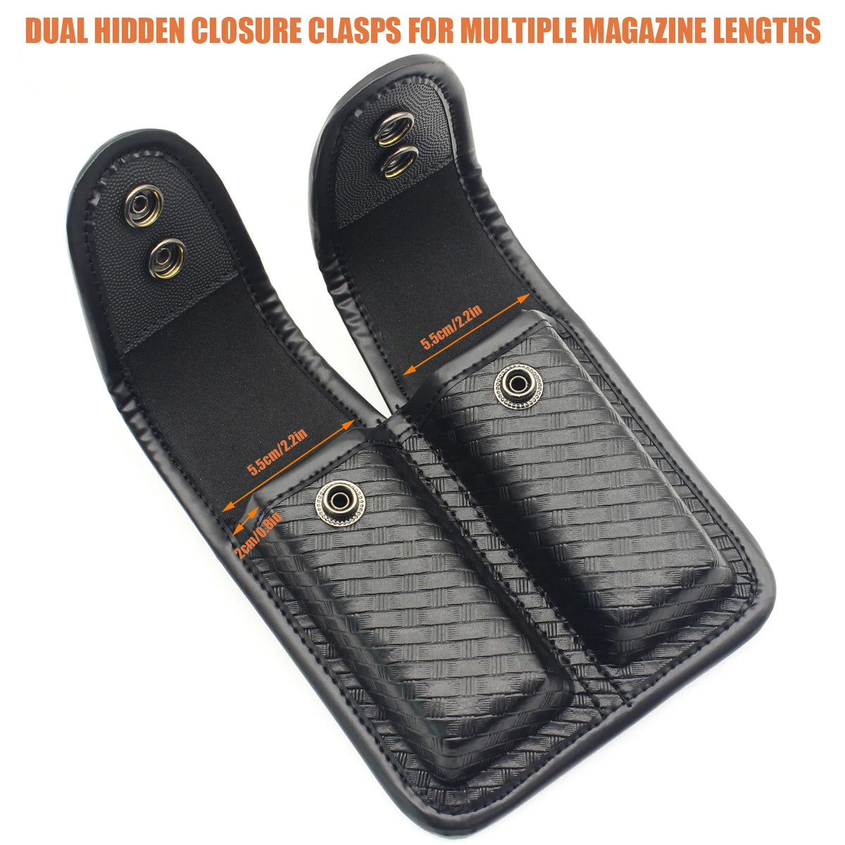 ROCOTACTICAL Basketweave Double Magazine Pouch, Snap Double Handgun Double Mag Pouch, for 2.25" Duty Belts, Fits Glock 17