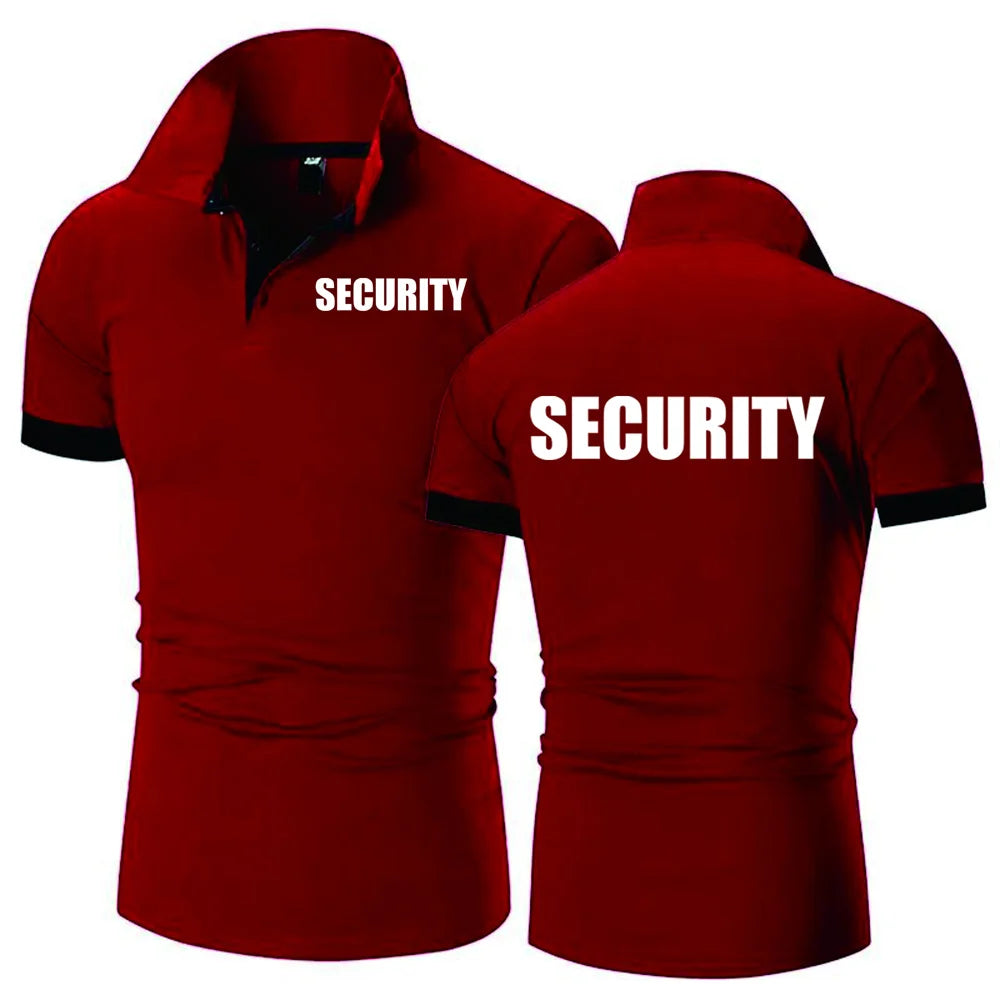 Summer Men Polo Shirt Security Uniform Print Men Tshirt Fashion Pullover HipHop Harajuku Men Short Sleeve Brand High Quality Tee