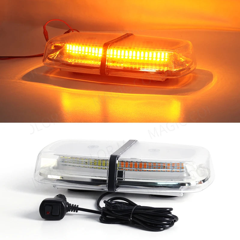 12V 24V Amber Yellow Truck Car Led Strobe Roof Lights Beacon Police Emergency Rescue Magnetic Vehicle Ambulance 72SMD