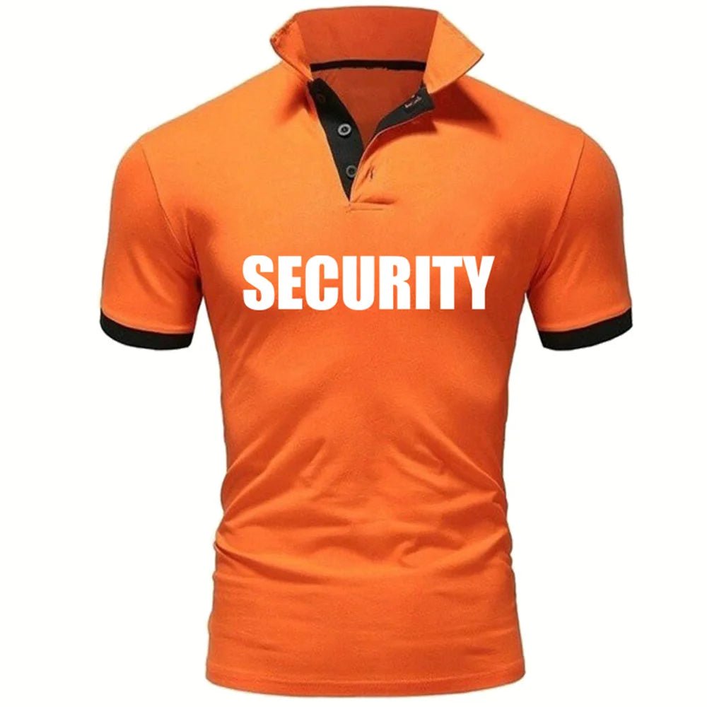 Summer Men Polo Shirt Security Uniform Print Men Tshirt Fashion Pullover HipHop Harajuku Men Short Sleeve Brand High Quality Tee