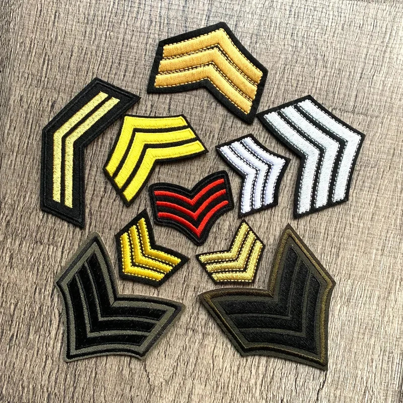 Wholesale Gold Silver Red Military Rank Embroidery Patches for Clothing Tactical Army Logo Iron on Clothes jacket Badge Applique