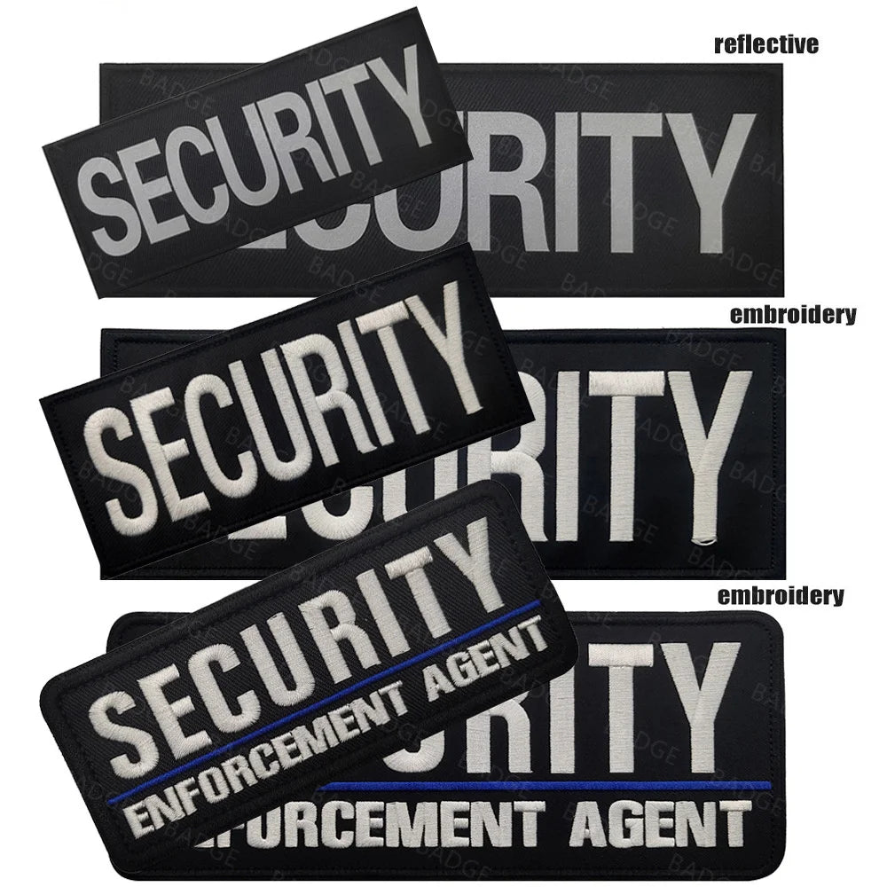 Armed Reflective IR Security Guard Embroidered Patch Sheriff Officer Agent Appliqué Uniform Vest Tactical Patches Large Badge