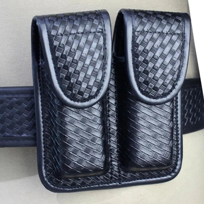 Tactical Double Magazine Pouch for G17 G19 92fs H&K Ruger,Duty Belt Nylon Pistol Mag Pouch with Flashlight Holder Ring Strap