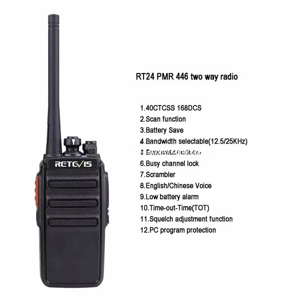 6PACK Retevis RT24 PMR446 Walkie Talkie License-Free Long Range 16Channel VOX Handheld Two Way Radio with 6-way Rapid Charger
