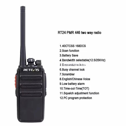 6PACK Retevis RT24 PMR446 Walkie Talkie License-Free Long Range 16Channel VOX Handheld Two Way Radio with 6-way Rapid Charger
