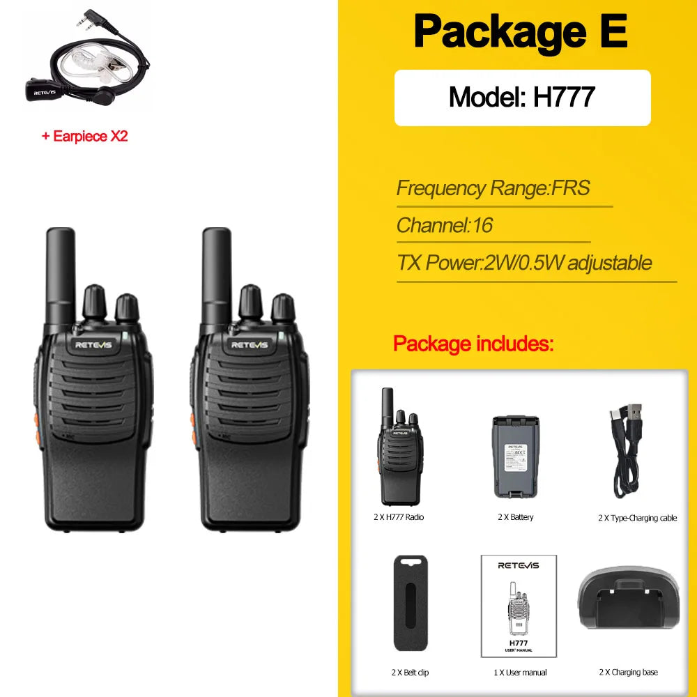 Retevis H777 2PC walkie talkie long range walkie talkies Radios Walkie-talkie Professional Compact Portable Two Way Radio Type-C