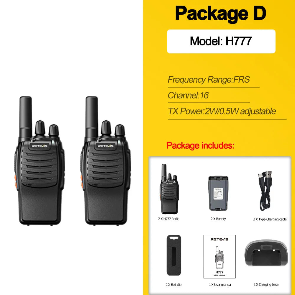 Retevis H777 2PC walkie talkie long range walkie talkies Radios Walkie-talkie Professional Compact Portable Two Way Radio Type-C