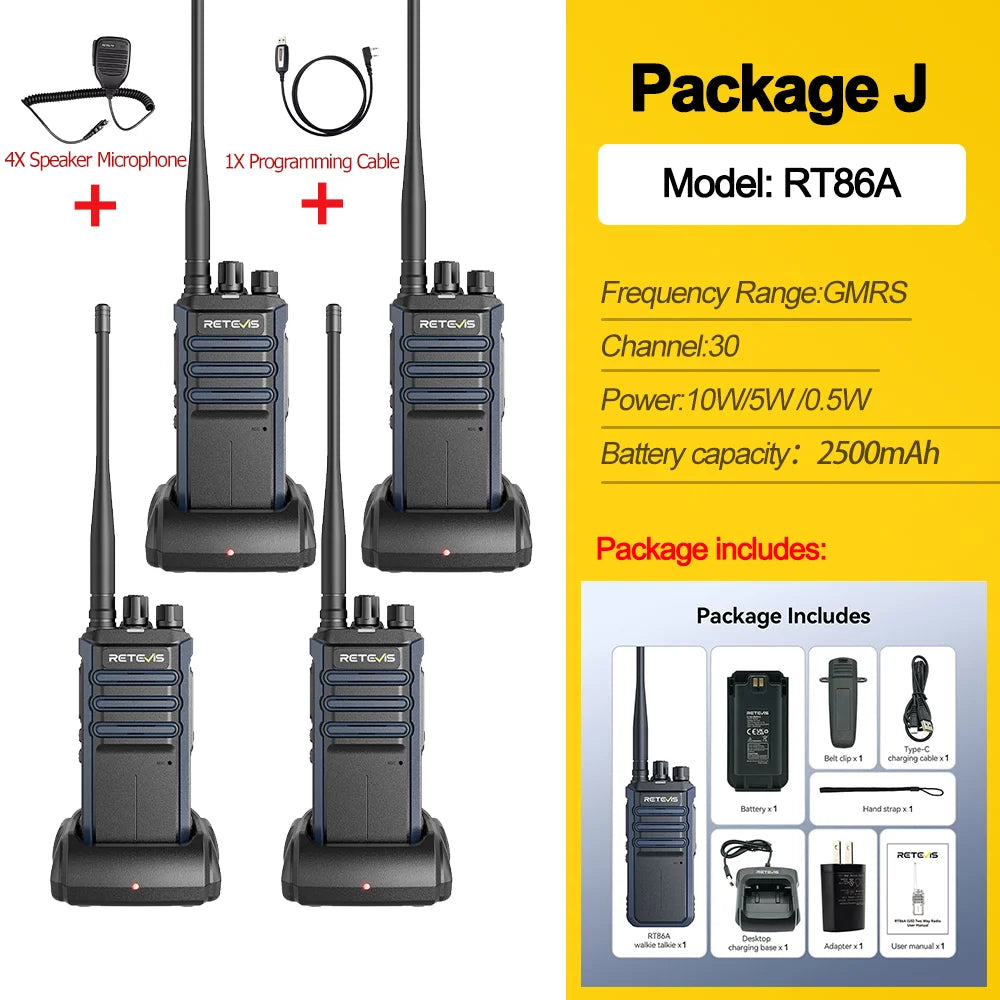 Retevis RT86A Walkie Talkie Radio Heavy Duty Walkie-talkie Communication Long Range 2 pcs Radio Communicator Intercom Long Reach