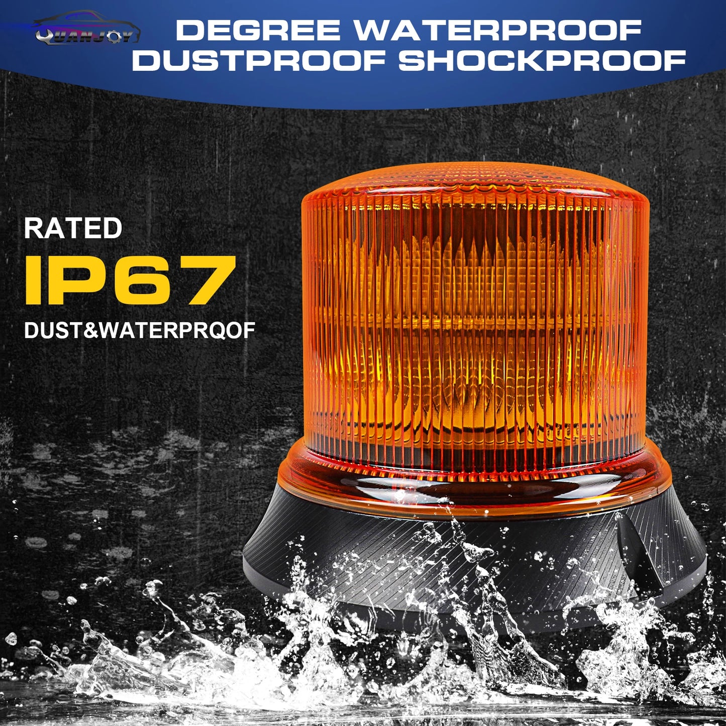 Yuanjoy 8 Modes Emergency Strobe Light Warning Beacon Rotating Light 12/24v For Commercial Vehicles, School Bus, Excavator