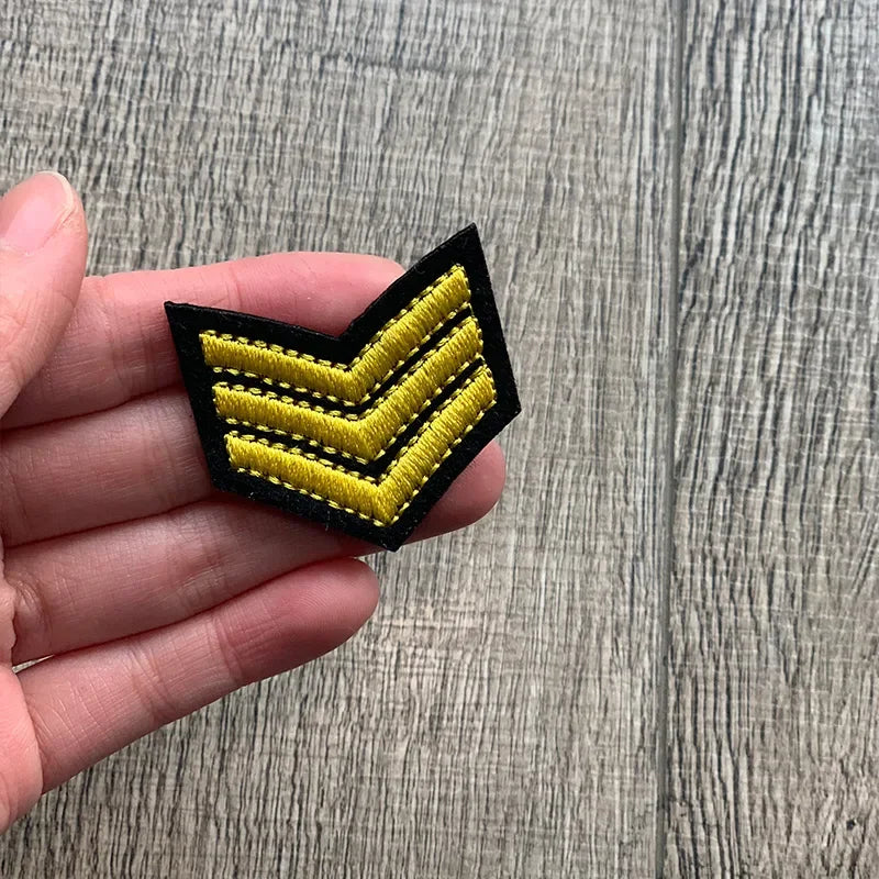 Wholesale Gold Silver Red Military Rank Embroidery Patches for Clothing Tactical Army Logo Iron on Clothes jacket Badge Applique