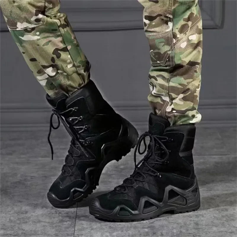 Mens Combat Tactical Boots WaterProof Outdoor Hiking Ankle Work Boots Climbing Botas Tacticas Militar Intervention Safety shoes
