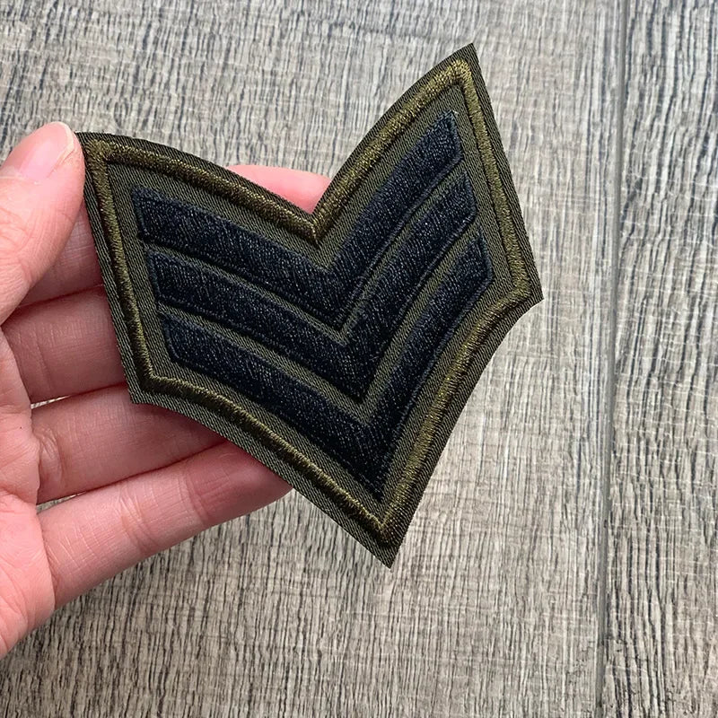 Wholesale Gold Silver Red Military Rank Embroidery Patches for Clothing Tactical Army Logo Iron on Clothes jacket Badge Applique