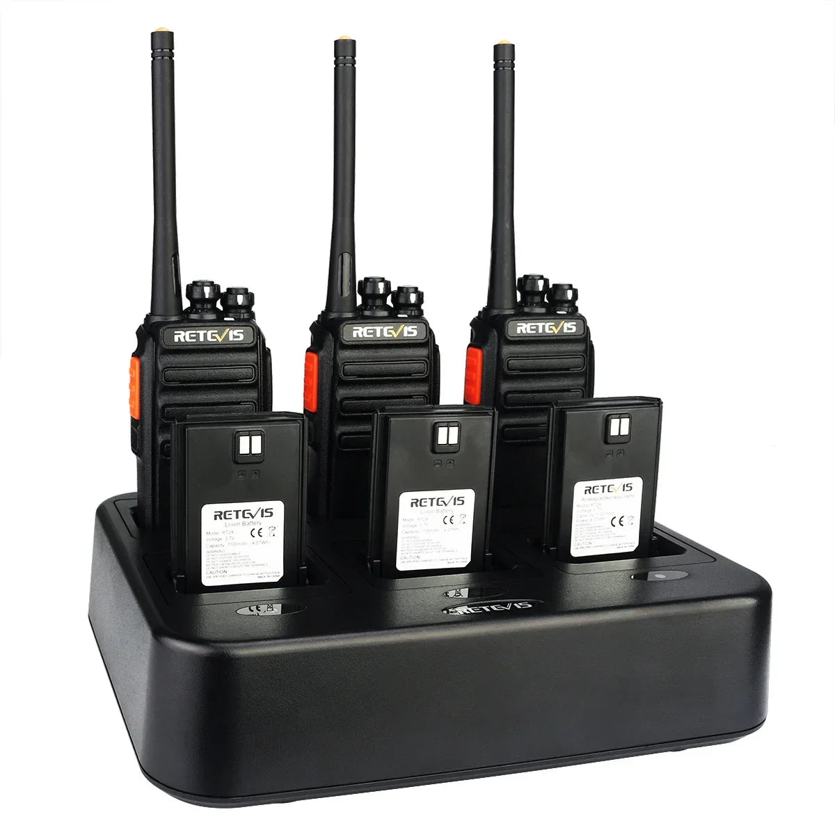 6PACK Retevis RT24 PMR446 Walkie Talkie License-Free Long Range 16Channel VOX Handheld Two Way Radio with 6-way Rapid Charger