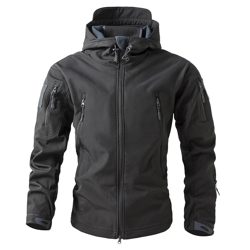 Autumn Winter Mens Mountain Ski Warm Padded Jackets Men Climbing Fleece Windbreaker Hooded Coats Men Waterproof Tactical Jacket