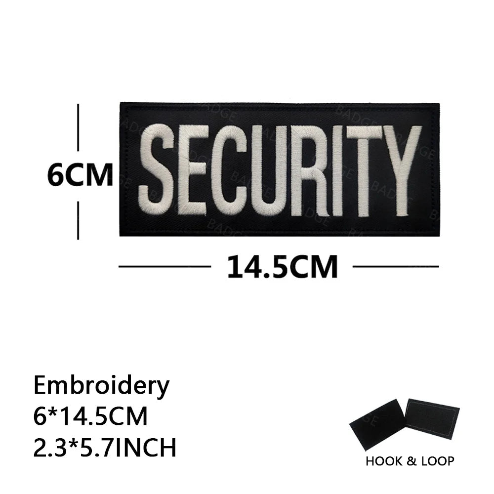 Armed Reflective IR Security Guard Embroidered Patch Sheriff Officer Agent Appliqué Uniform Vest Tactical Patches Large Badge