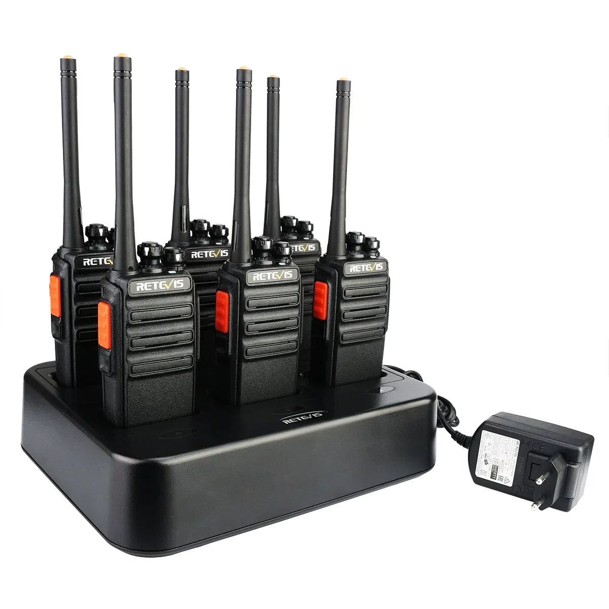 6PACK Retevis RT24 PMR446 Walkie Talkie License-Free Long Range 16Channel VOX Handheld Two Way Radio with 6-way Rapid Charger