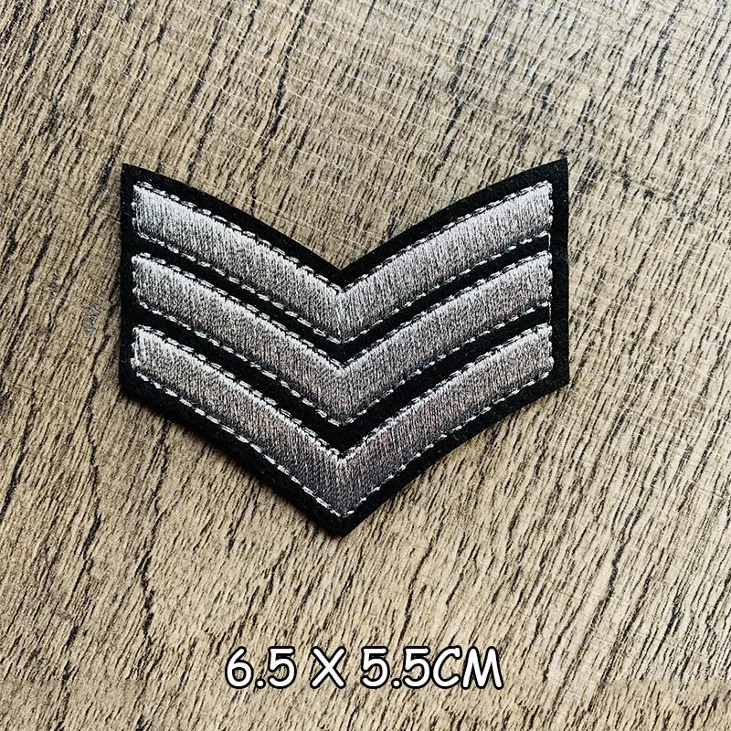 Wholesale Gold Silver Red Military Rank Embroidery Patches for Clothing Tactical Army Logo Iron on Clothes jacket Badge Applique