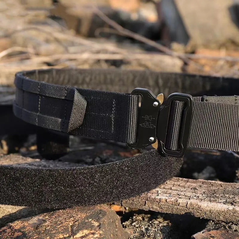 Men Belt 2 inches COBRA Metal Buckle  Quick Release Laser Cut MOLLE Combat Mens Two in one Belts Inner Belt