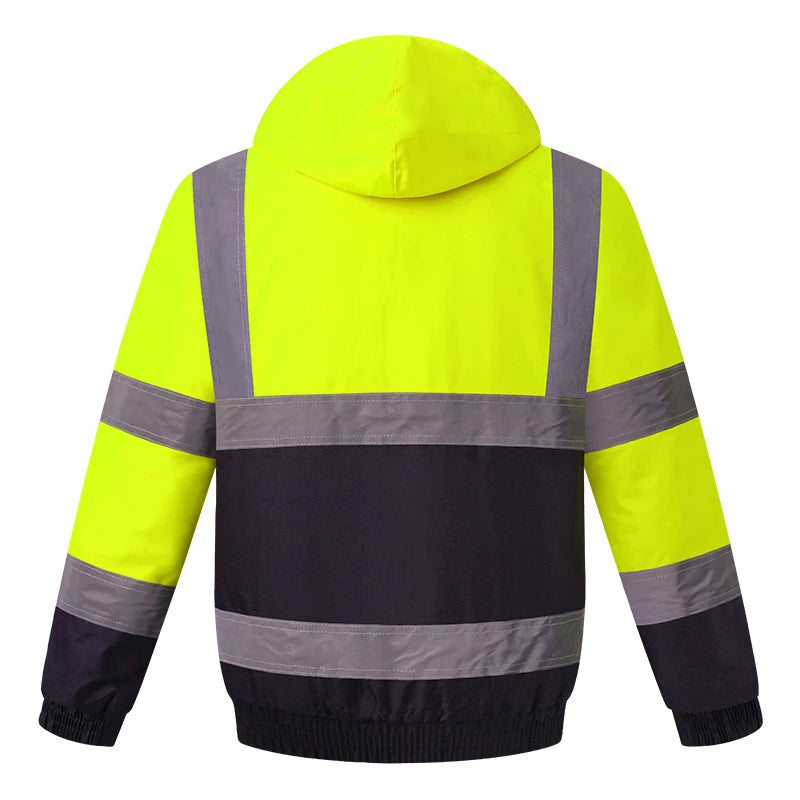 Safety Jackets for Work Men Winter Hi Vis Jacket Work Wear thickened Thermal Waterproof Windproof Reflective Jacket Men