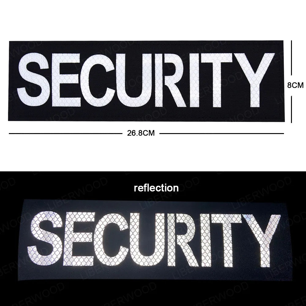 Armed Reflective IR Security Guard Embroidered Patch Sheriff Officer Agent Appliqué Uniform Vest Tactical Patches Large Badge
