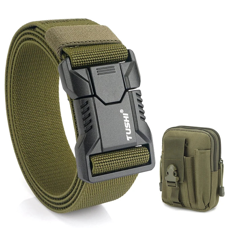 VATLTY New Tactical Outdoor Belt for Men and Women Aluminum Alloy Buckle Quick Release Elastic Belt Casual Belt Jeans Waistband