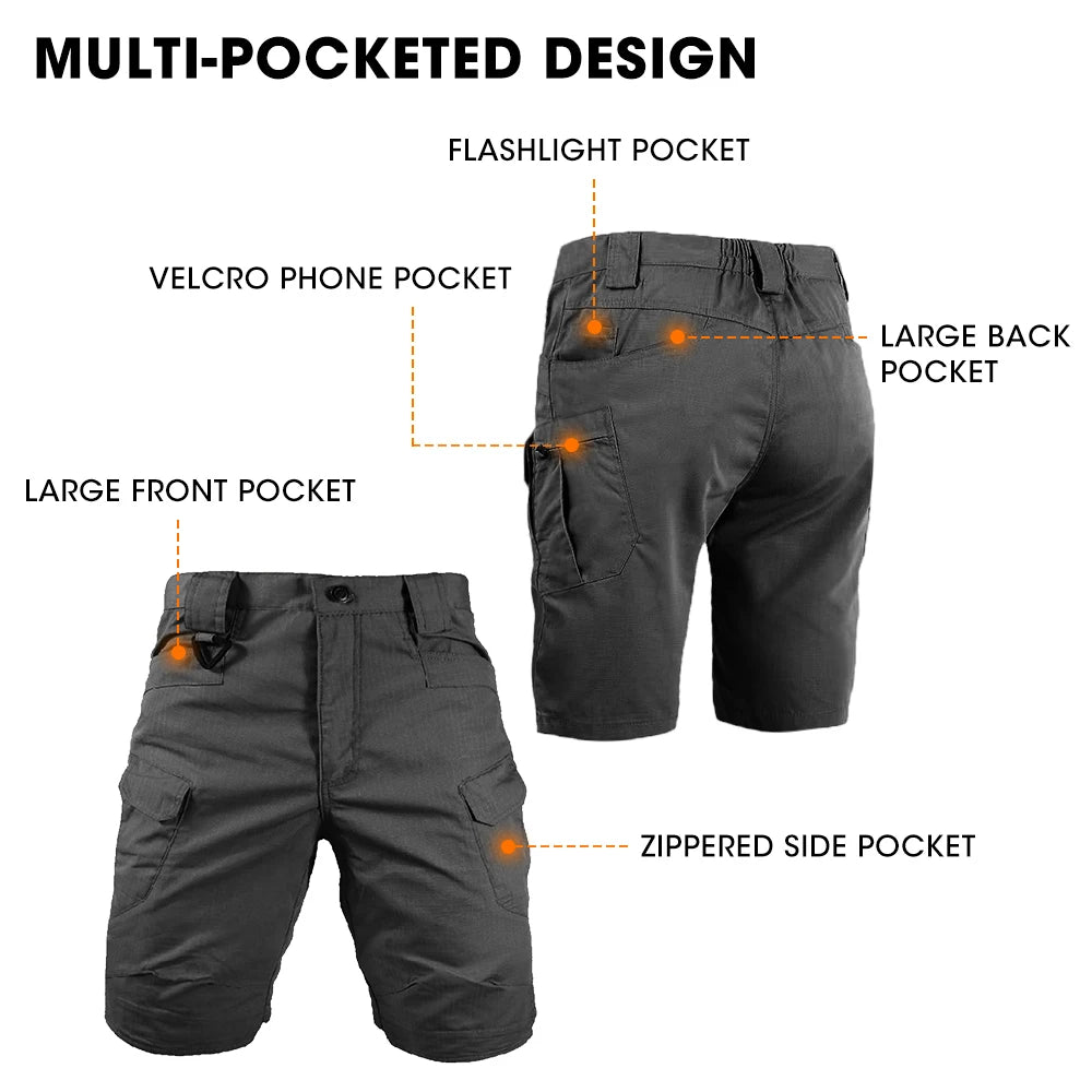 Savior Summer Waterproof Quick Dry Multi-pocket Shorts Cargo Shorts Tactical Short Pants Men's Outdoor Clothes Hunting Fishing